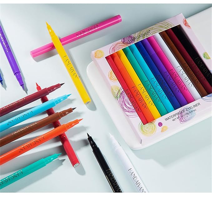 12 Colors Matte Liquid Eyeliner Set, Colorful Neon Eyeliner Pencil Rainbow Waterproof Long Lasting Matte Colorful Milti-Functional Eyeshadow Pen Mother's Day Eye Makeup Gifts for Women