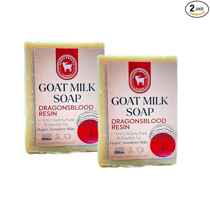 Honey Sweetie Acres 2-Pack Dragonsblood Goat Milk Soap - Handmade 5 oz Bar, Made with Natural Ingredients, Moisturizing & Gentle, Made in the USA