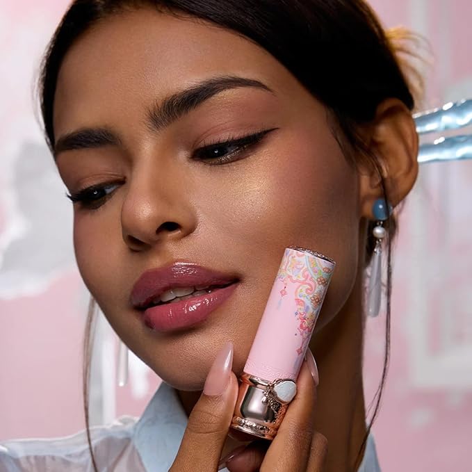 Flower Knows Little Angel Cream Blush and Butterfly Cloud Collar Glossy Lipstick Set,Buildable & Blendable Dewy Makeup,Soft Long-Lasting Cute Make Up(Blush 04 Rose Ashes + Lipstick C06 Cardamom)
