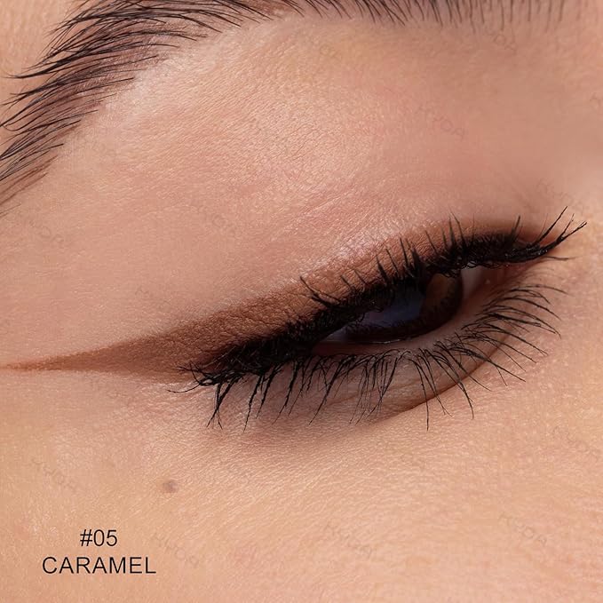 KYDA Brown Gel Eyeliner, Lasting Waterproof Cream Eyeliner & Eyebrow Makeup, High Pigment Smudge-proof Formula, Waterline Matte Eye Liner with Brush, Natural Brow Pomade Set, Caramel