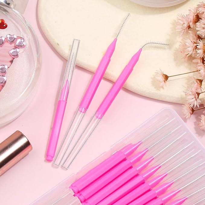 MAPVOLUT 120 Pcs Micro EyeBrow Lash Brush with Cap - Professional Beauty Mini Spoolies for Makeup, Brow Lamination and Travel - Perfect for Makeup Artists/Starters, Beauty Lovers, and Gifting (Rose)