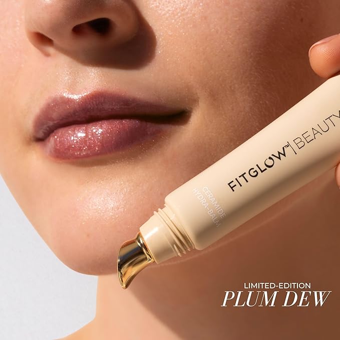 Fitglow Beauty Ceramide Hydra-Balm Lip Gloss | Hydrating Lip Serum with Peptides & Glutathione | Plumping & Anti-Aging Lip Skincare | Dry & Chapped Repair | Vegan & Cruelty-Free | 12g - Plum Dew