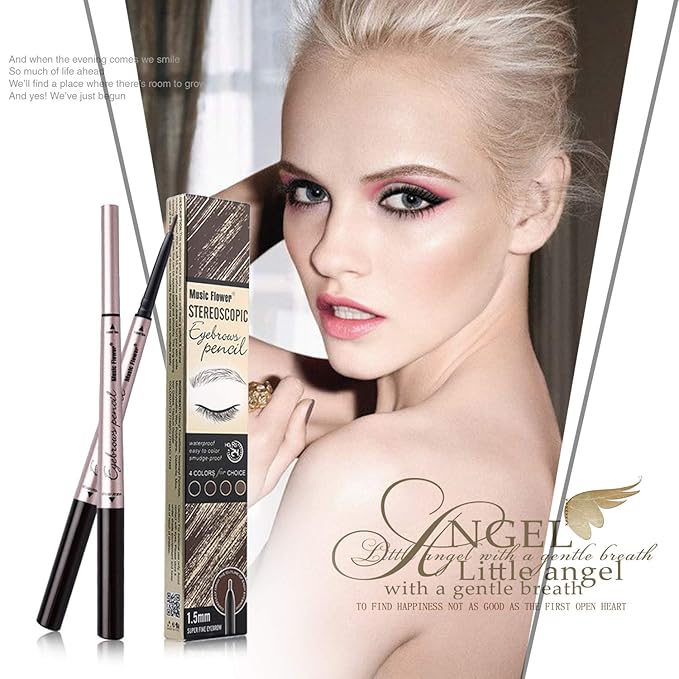 Vtrem Double-headed Eyebrow Pencil: Waterproof Smudge-Proof Long Lasting Eye Brow Pen Fine Carving Eyebrow Pencil for Natural (2# Light Coffee)