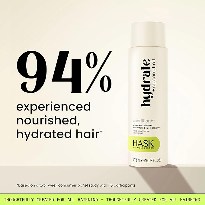 HASK Coconut Nourishing Shampoo & Conditioner Set | Moisture for Dry, Dull Hair, Smooths Frizz, Adds Shine | Sulfate Free, Silicone Free, Cruelty Free, Color Safe, Vegan | 16oz each