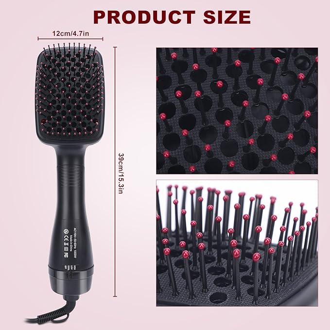 Sonew 2 In 1 Hair Dryer Brush & Straightener Blow Dryer Brush with Negative Ions Detangles & Smooths Hair Reduces Frizz & Static Styler