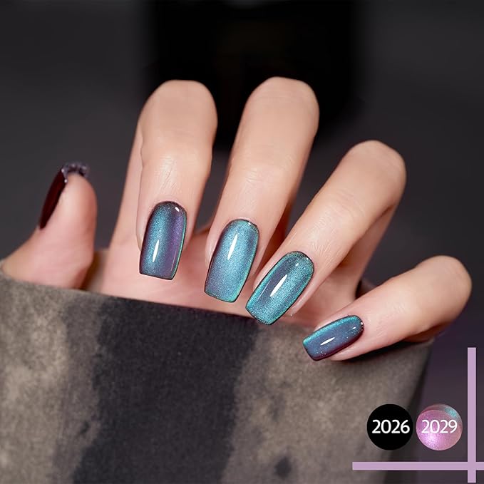 GAOY Cat Eye Gel Nail Polish, 16ml Glitter Holographic Nail Polish with Magnet, Reflective Translucent UV Gel, 2029 Fantasy Aurora