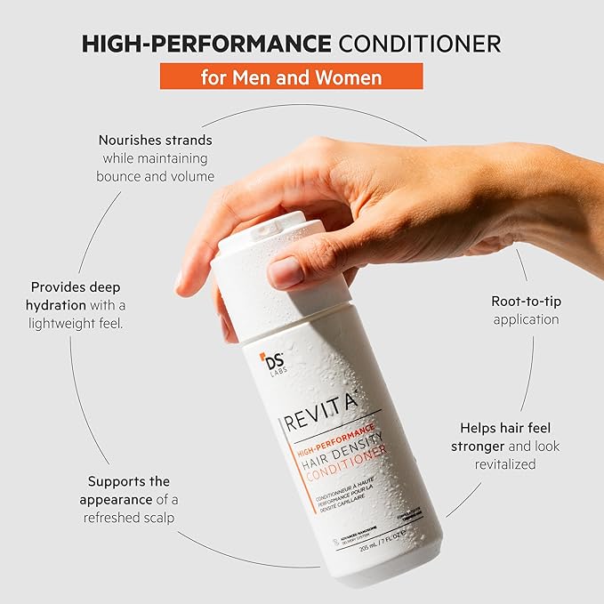 DS Labs For Men & Women Revita Conditioner - Scalp Refreshing Hydration for Fuller Looking, Weightless Hydration, Caffeine, Turmeric, Sulfate & Silicone Free, Color Safe, 500 mL
