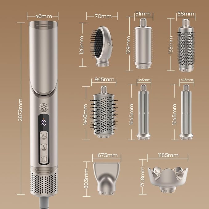 FRANO Hot Air Styler & Blow Dryer Brush 8-in-1, Ionic Hair Styler for Volumizing, Curling, Straightening, Fast Drying with Auto-Wrap Curlers, Frizz-Free & No Heat Damage, Ideal Gift for Women