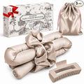 EnteromMuse Heatless Curls Overnight Satin Curling Set No Heat Hair Curler for Long & Short Hair, Heatless Curling Rod&Rollers for Soft Bouncy Curls Complete Kit with Storage Bag(Beige, Original)