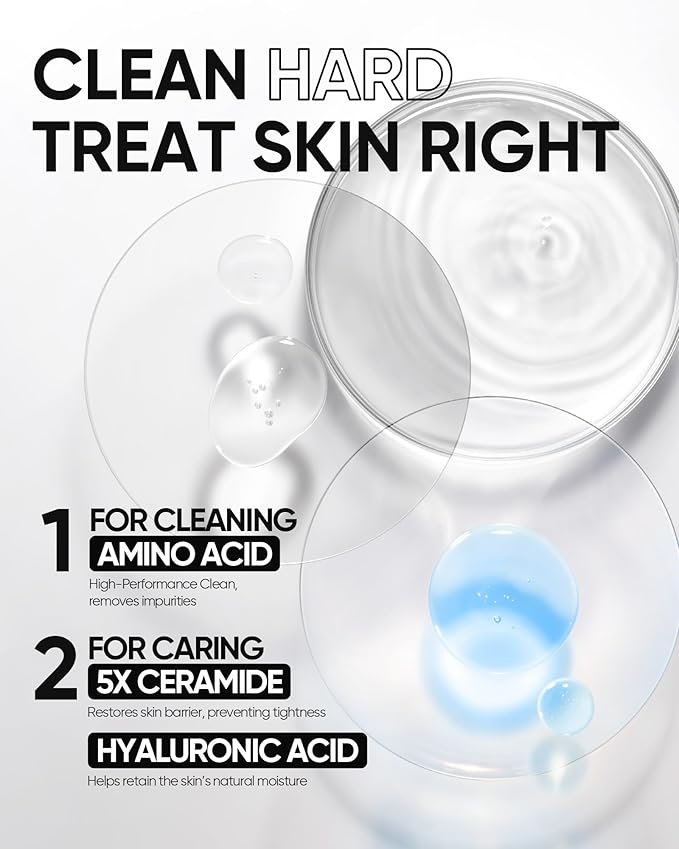 SKINTIFIC 5X Ceramides Low pH Facial Cleanser for Sensitive Skin, Hydrating Cleansing Face Wash with Amino Acids & Hyaluronic Acid, Not Tight, Maintain Skin Barrier,150ml