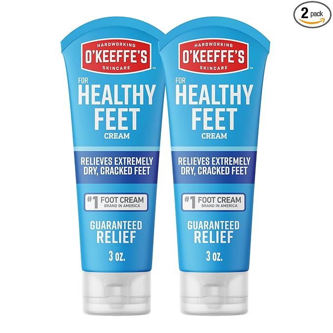 O'Keeffe's for Healthy Feet Foot Cream - 3 oz Tube (2 Pack) - Guaranteed Relief for Extremely Cracked, Dry Feet, Repairing Skincare, Instantly Boosts and Retains Moisture Levels