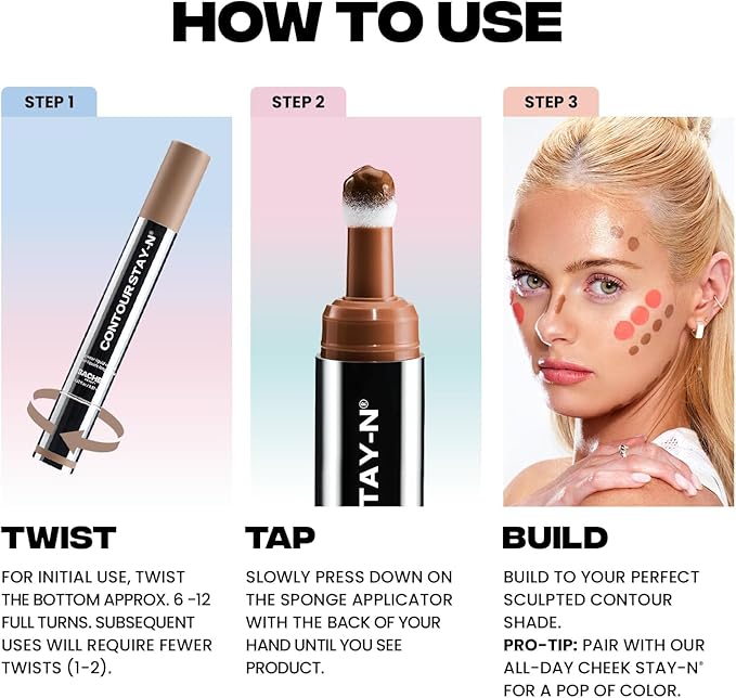Sacheu Liquid Contour STAY-N Long Wear Cream Contour Makeup — Long Lasting, Blendable, & Lightweight Formula — Vegan & Cruelty-free, Giving Drama