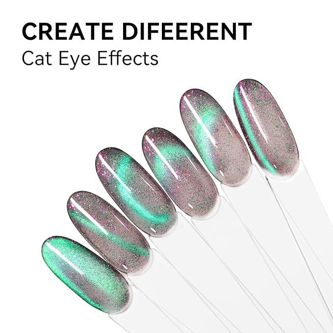 MAYCHAO 15ML Mystic Lagoon Cat Eye Gel Nail Polish 1Pc Cat Eye Gel Polish with Magnet Soak off Holographic Magnetic Nail Polish for Nail Art Manicure Salon DIY at Home, 0.5 OZ