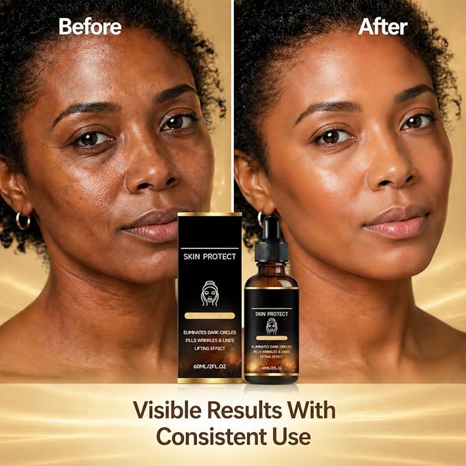 Skin Protect Serum, Anti-Aging Face Serum Hydrates & Firms Melanin-Rich Skin,Targets Stubborn Wrinkles,Fine Lines & Uneven Texture,Lightweight Daily Formula for Black Women & All Skin Types.(1 pack)