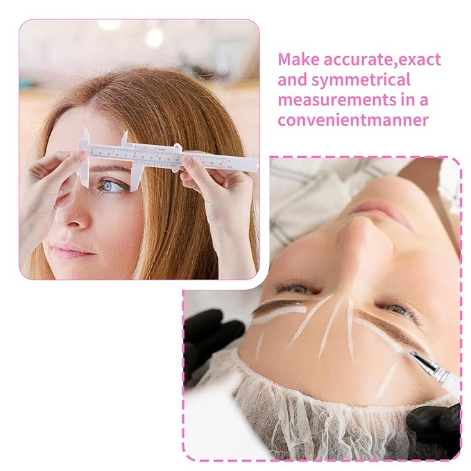 Eyebrow Microblading Marker Pen, 2 Pcs Brow Mapping Pens with with 4 Replacement Refills and 1 Ruler, Makeup Tattoo Skin Marker Pen, Brow Lamination Supplies for Eyebrow Lip Skin(White)