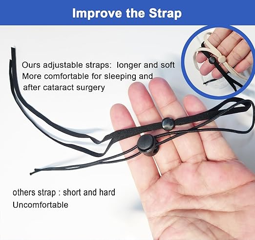 AMZVIO 2Pcs Eye Shield after Cataract Surgery,Clear Eye Protector with Adjustable Strap,Medical Eye Patch for Adults and Kids, Plastic Hard Protection Cover for Sleeping (Beige)
