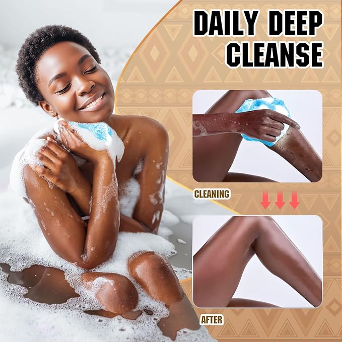 African Net Sponge (4-Pack) - Premium Exfoliating Body & Face Scrubber, Travel-Ready, Durable, Gentle Exfoliation Tool(Light Purple,Gray,Sky Blue,Green)