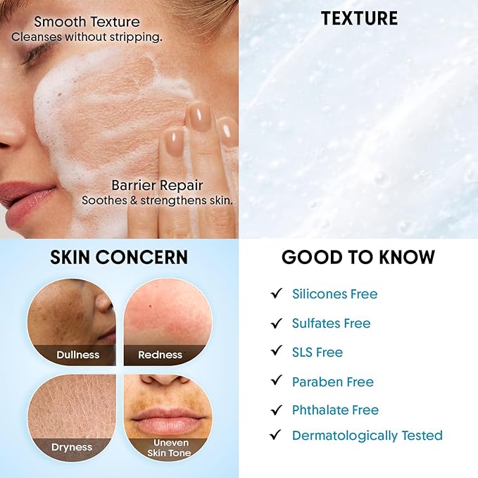 Aravi Organic Hydrating Barrier Repair Face Wash -With Ceramide, Niacinamide & Hyaluronic Acid -Nourishing & Hydrating Cleanser for All Skin Types -Gentle Daily Cleanser for Soft & Smooth Skin -100 ml
