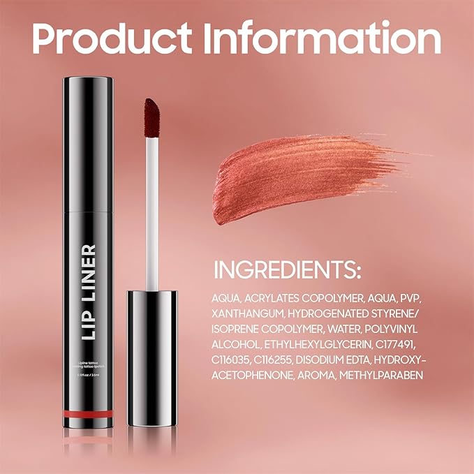 Lip Stain Peel Off, Lip Liner Moisturizing Long-Lasting & Waterproof, Transfer Proof & Plumping, Non-Stick Cup, 2PCS Rose&Mauve