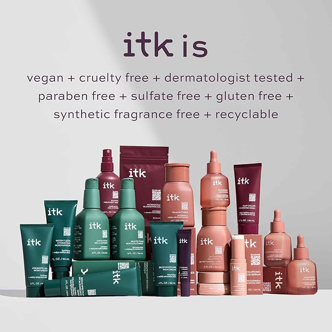 ITK Skincare Cleanser + Moisturizer Set - Milk-To-Foam Face Wash Cleanser + Weightless Hydrating Moisturizer for Smooth and Nourished Skin - Helps Remove Makeup + Hydrate Skin - Skincare Gift Set