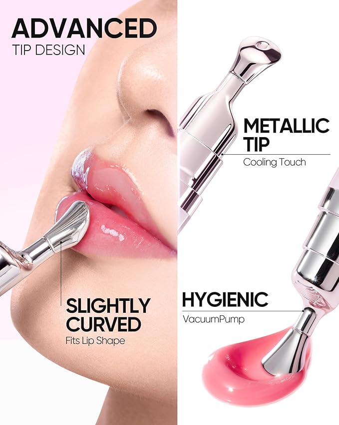 SKINTIFIC Peptide Brightening Lip Serum, Hydrating & Plumping Tinted Lip Gloss, Moisturizing Lip Balm with Polypeptides & Squalane for Glossy Sheer, Smooth Lips(01 Baby Pink)