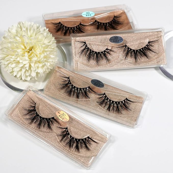 FARRED Wholesale Faux Mink Lashes 30 Pairs 3D A02 Medium Length Vegan Eyelashes Fluffy Volume Strip Lashes Bulk Fake Mixed Natural Look 3D False Eyelashes (3D A02)