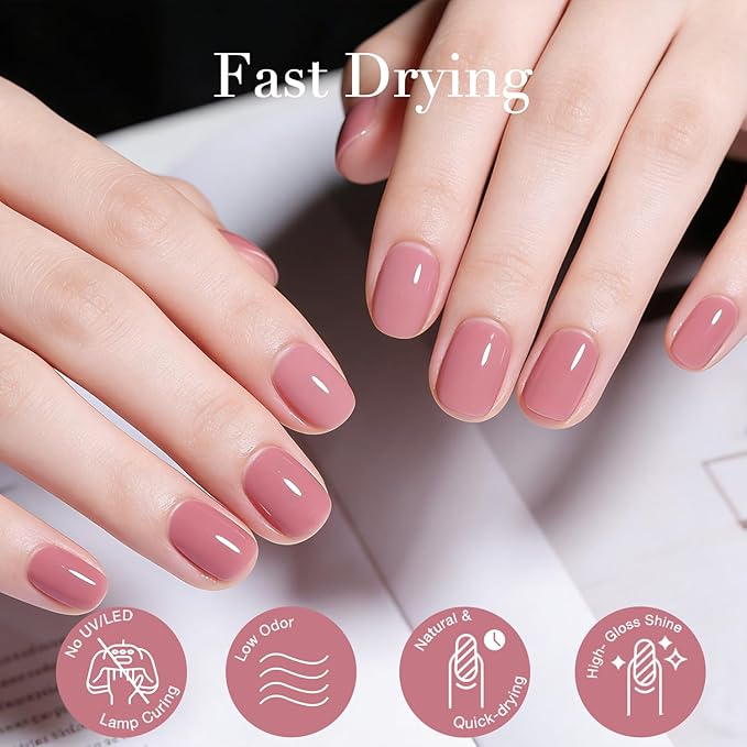 AZUREBEAUTY Hazy Rose Nail Polish, Hazy Rose Quick Dry Nail Lacquer Natural Strengthening Treatment Kit DIY Salon at Home Women Gifts 0.34 fl oz