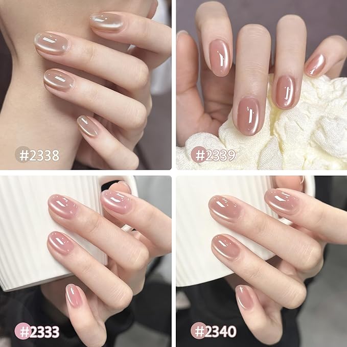 GAOY Cat Eye Gel Nail Polish Set with Magnet for Pink Brown Glitter Holographic Cat Eye, Salon Gel Manicure and Nail Art DIY at Home, Bright Moonlight