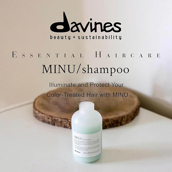 Davines MINU Shampoo, Hydrating Color-Protecting Gentle Cleansing Action for Colored Hair - Preserves Cosmetic Color Vibrancy, Keeping it Bright, Shiny, and Soft with Salina Caper, 8.45 Fl Oz