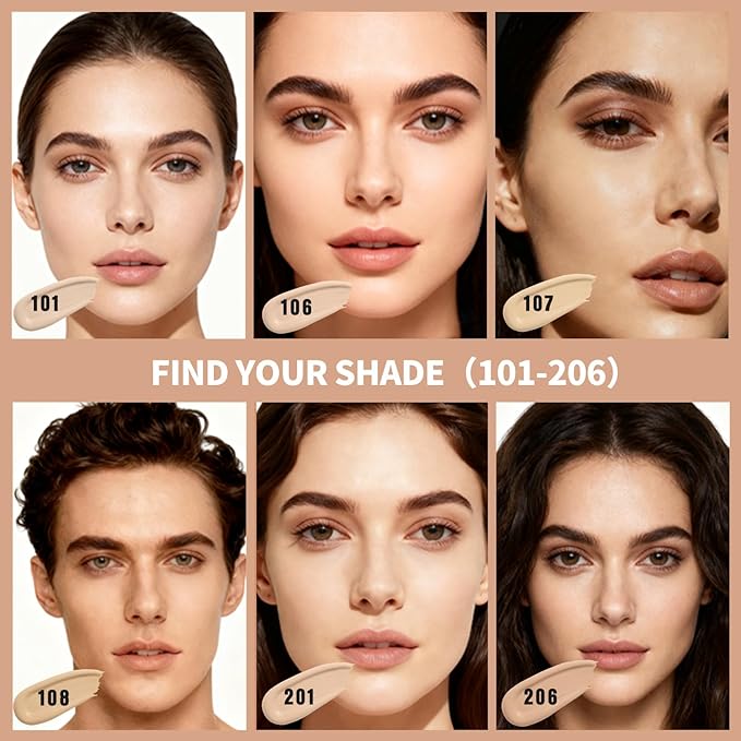 Tinted Face Sunscreen - Waterproof & Lightweight Liquid Foundation with SPF 50++, 3-in-1 Full Coverage Foundation Smooths & Blurs Pores, 301 Medium