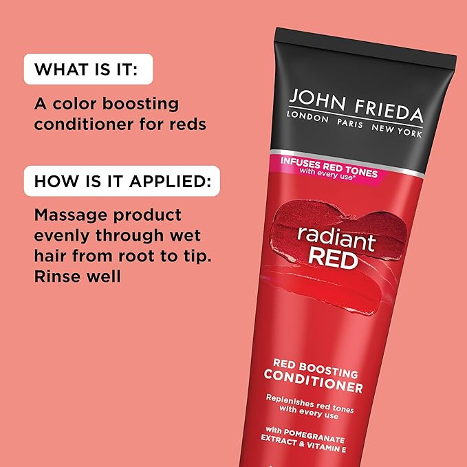 John Frieda Radiant, Boosting Conditioner, Hydrates and Enhances Tones with Pomegranate Extract and Vitamin E for Natural or Color-Treated Hair, 8.3 Oz