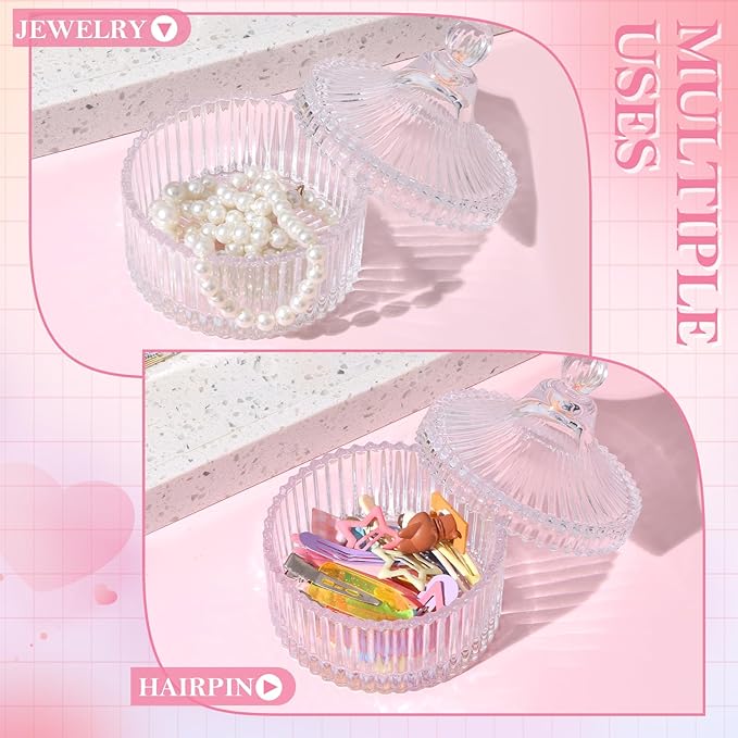 Large Body Powder Puff and Container, 3.54 Inch Women Powder Puff with Crystal Case for Dusting Powder, Pink