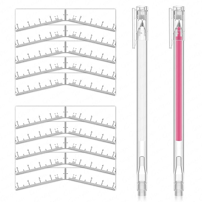 Guapa Eyebrow Ruler Stencils Easy Mapping Shaping Sticker Stencil Microblading Measure Tool Brow Shape Design Positioning Stickers for Permanent Makeup (White Set 1)