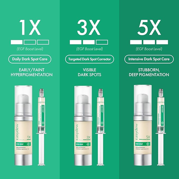 Easydew DW-EGF Melatoning Ampoule 3X - Hydrating Dark Spot Serum with Niacinamide & Glutathione for Uneven Skin - Fast Absorbing Day & Night Ampoule Korean Skin Care (Pump 0.27 fl oz, EGF 3X)