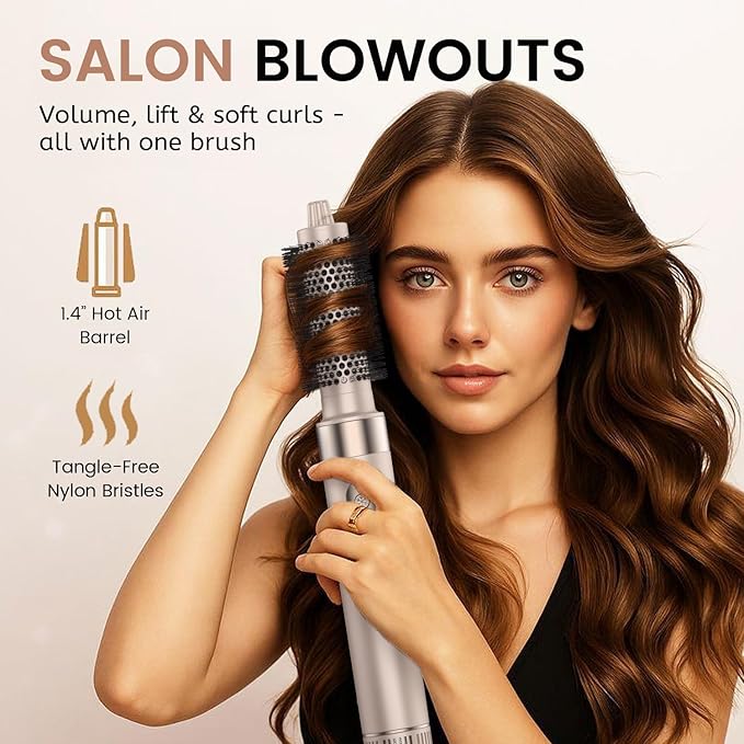 8-in-1 Hot Air Styler & Hair Dryer Brush Set, 110,000 RPM High-Speed Ionic Multi-Styler with Auto-Wrap Curlers, Diffuser, Volumizing & Thermal Brush for Fast Drying and a Smooth, Shiny Finish