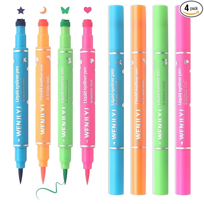 4PCS Liquid Eyeliner Stamps Set,Double-side Winged Eyeliner Stencil Pen