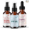 Eva Naturals Facelift in a Bottle Serum Set – Vitamin C, Retinol & Eye Gel for Face & Eyelid – Firming Wrinkle Moisturizer Kit – Dark Circle, Eye Bag & Neck Care – Anti Wrinkle Skin Care for Women