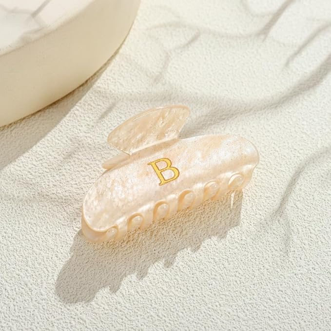 Acrylic Letter Hair Clips For Women Alphabet Hair Claw Initial Hair Clip Fashion Glitter Chic Monogram Claw Clip Hair Accessory Large Hair Clips B