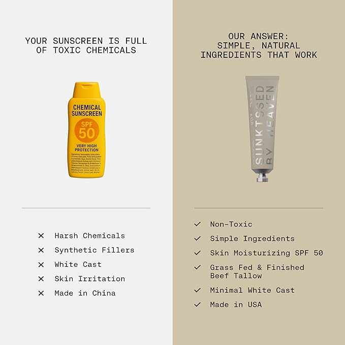 Jay Alvarrez Beef Tallow Sunscreen SPF 50 – Grass-Fed Tallow & Non Nano Zinc Oxide Mineral Sunscreen, No White Cast, Water Resistant Face & Body Sunblock | 3 oz
