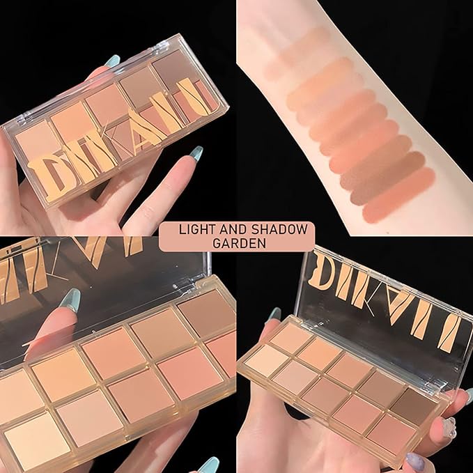 10 Colors Eyeshadow Palette,Light Beige Nude Pink Brown Naturing Eye Shadow Makeup,Blendable High Pigmented,Neutral Smokey,Long Lasting High Pigment Matte Eyeshadow for Older Women Gift Kit (Milk Tea)
