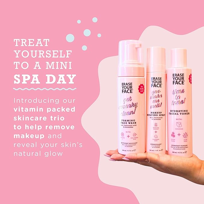 ERASE YOUR FACE Hydrating Facial Toner - Gentle Face Toner Enriched with Aloe Vera & Witch Hazel to Moisturize, Balance & Soften Skin - Preps for Flawless Makeup Application (6.8 Fl Oz)