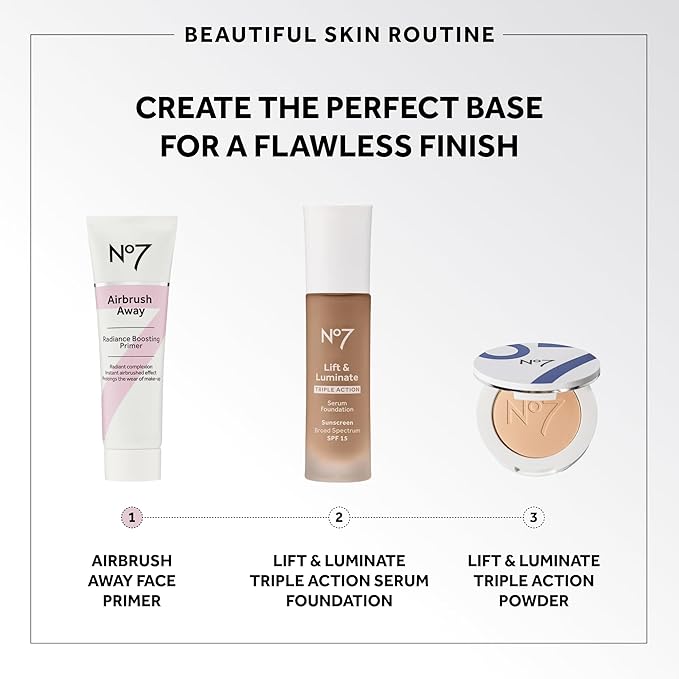 No7 Airbrush Away Radiance Boosting Foundation Primer - Illuminating Glow Primer for Seamless Makeup Application - Leaves Skin Dewy, Smooth & Radiant - Extends Makeup Wear (30ml)