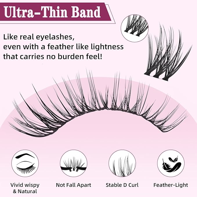 Lash Clusters 10-18mm Mix D Curl DIY Extension Eye Natural Lashes False Wispy EyeLash Cluster (U20 Lashes Only)