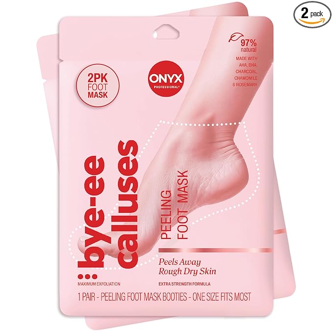 Onyx Professional Foot Peel Mask Callus Remover, 2 pack - Dead Skin Remover, Foot Exfoliator, Cracked Heel Treatment, Peeling Callus Removing Foot Mask Pedicure Kit For Smooth Soft Healthy Feet