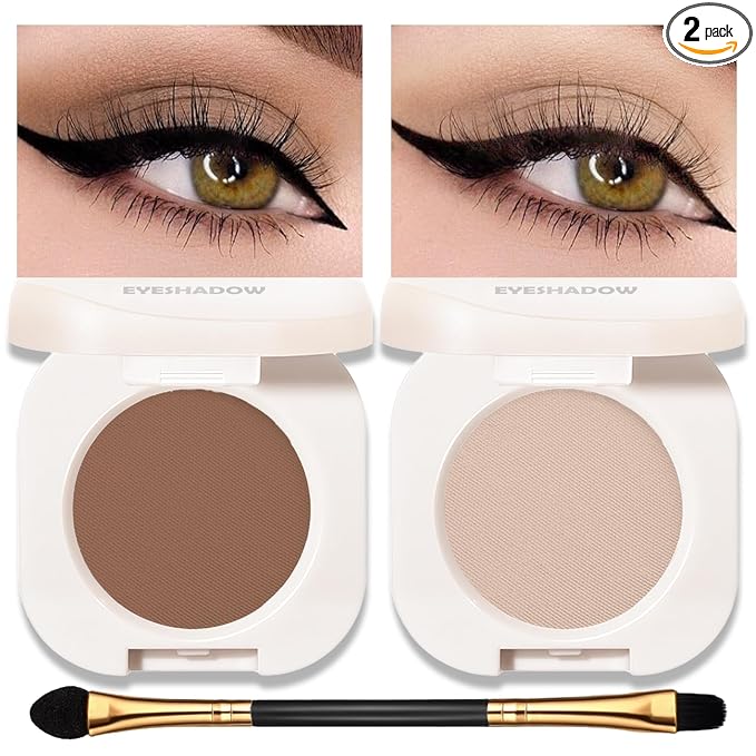 Matte Eyeshadow Palette 2 PCS, Mocha Nude Brown Eye Shadow Palettes Nude Neutral Eyeshadow for Women, Smooth Powder Lightweight Blendable sombras para ojos Compact Daily Eyes Makeup, Set F