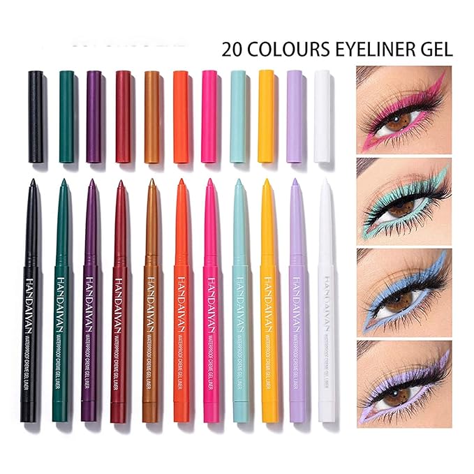 20 PCS Colored Eyeliners Pencil Set, 20 Colors Waterproof Long Lasting Retractable Matte Colorful Eyeliner Milti-Functional Eyeliner Eyeshadow Pen Gifts Mother's Day for Women