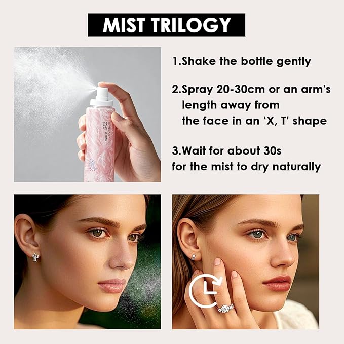 2PCS Makeup Setting Spray Set for Face, Weightless Long Lasting Waterproof Fixing Makeup Setting Face Spray, Smudge-proof, Hydrating & Refreshing Setting Spray Makeup for All Skin Type（G)