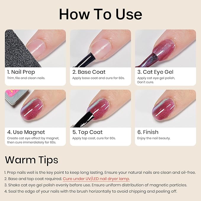 MIZHSE Cat Eye Gel Nail Polish, Gemstone Series Magnetic Gel Polish Set with Magnet Stick, Colorful Crystal Glassy Cateye Effect Soak Off Nail Art Gift for Women