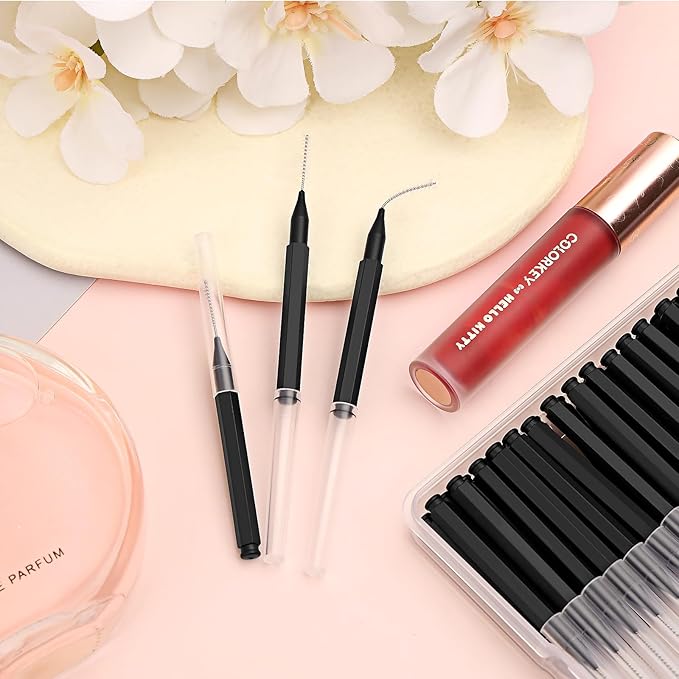 MAPVOLUT 120PCs Micro Eyebrow Brush with Cap - Eyebrow Tinting, Lash Filler, Brow Lifting Brush - Professional Makeup Kit for Eyebrow Lamination, Beauty Salon & Home Beauty Care