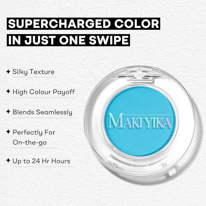 MAKI YIKA Light Blue Matte Single Eye Shadow Palette for Women Pigmented Blue Eyeshadow Powder for Brown Eyes Color Stay Long Lasting Waterproof Eye Makeup Palette, #4